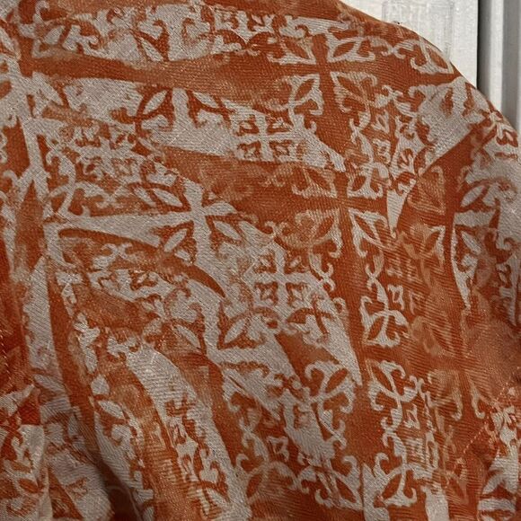 Tasso Elba Island Ethnic Print Silk/Linen Camp Shirt Front Pocket Side Vents XXL - Picture 7 of 10